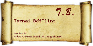 Tarnai Bálint névjegykártya